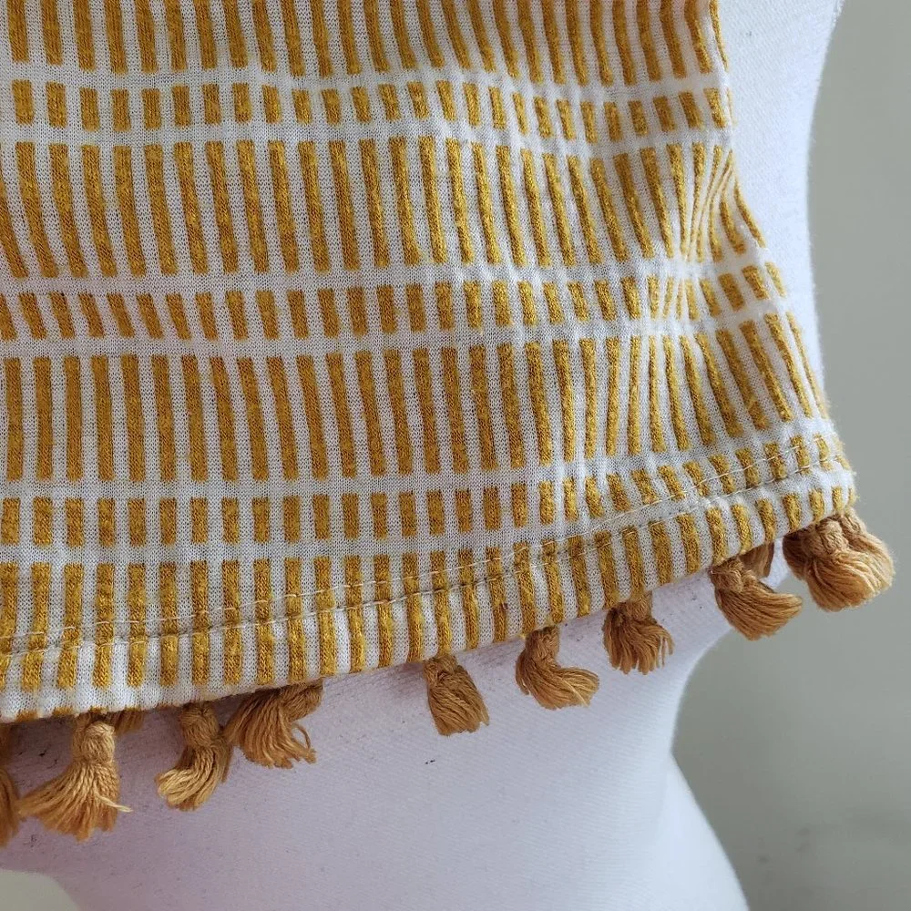 Anthropologie's W5 Tassel Striped Boho Tank Top Yellow Size XS - Picture 9 of 11